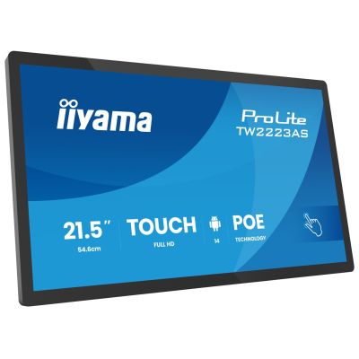 iiyama TW2223AS-B3P signage display Interaktywny płaski panel 54,6 cm (21.5") Wi-Fi 450 cd/m2 Full HD Czarny Ekran dotykowy Procesor wbudowany Android 24/7