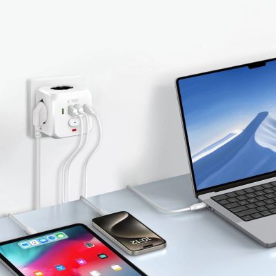 3. Listwa zasilająca Tech-Protect PCL3x4, 2x USB-A, 2x USB-C, 3x AC Typ Schuko - biała
