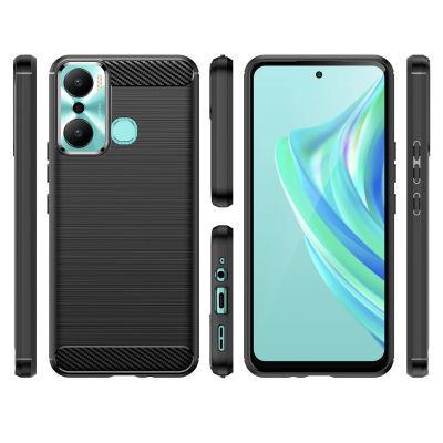 2. Carbon Case etui do Infinix Hot 20 Play elastyczny silikonowy karbonowy pokrowiec czarne