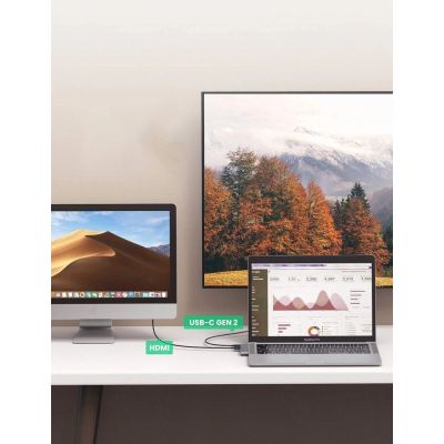 15. HUB Ugreen 60559 2x USB-C / USB-C PD (Thunderbolt 3, 100W, 4K 60 Hz, 10 Gbps) / HDMI 4K 30 Hz / 3x USB 3.0 do MacBook Pro / Air - szary