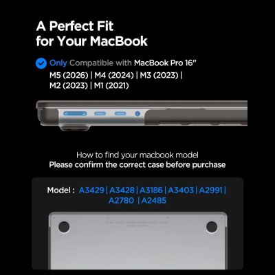 10. Etui Spigen AirSkin na MacBook Pro 16" 2021 / 2023 / 2024 / 2025 / 2026 - półprzezroczyste