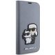 5. Etui Karl Lagerfeld Saffiano Karl&Choupette na iPhone 14 Pro - srebrne