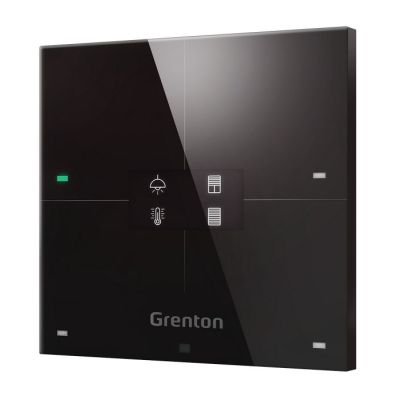 Smart panel Grenton / 4 pola dotykowe / wyświetlacz OLED / Wi-Fi / czarny szklany front