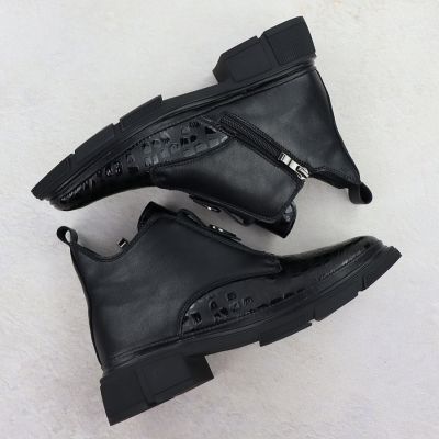 4. Skórzane botki damskie kroko czarne Filippo DBT7430