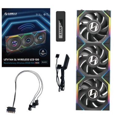 Lian Li UNI FAN SL Wireless LCD 120 Obudowa komputera Wentylator 12 cm Czarny 3 szt.