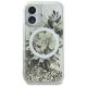 3. Etui Guess Liquid Glitter Flower MagSafe na iPhone 16 - beżowe