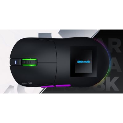 17. HATOR Quasar 3 Ultra 8K Wireless myszka Gaming Oburęczny RF Wireless + Bluetooth + USB Type-A Optyczny 30000 DPI
