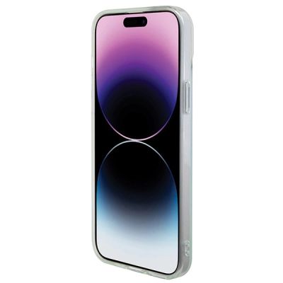 5. Etui Guess IML Iridescent MagSafe na iPhone 15 Pro - turkusowe