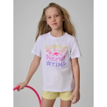 T-shirt bawełniany dziewczęcy 4F 4FJRSS26TTSHF3913-10S