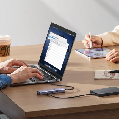 7. HUB Ugreen CM512 15598 6w1 USB-C - 3x USB-A 3.0 / HDMI / RJ45 / USB-C PD - szary