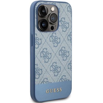 4. Etui Guess 4G Stripe Collection na iPhone 15 Pro - niebieskie