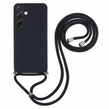 Etui na Samsung Galaxy A17 5G / A17 4G z wyściółką z włókna i paskiem crossbody - czarne