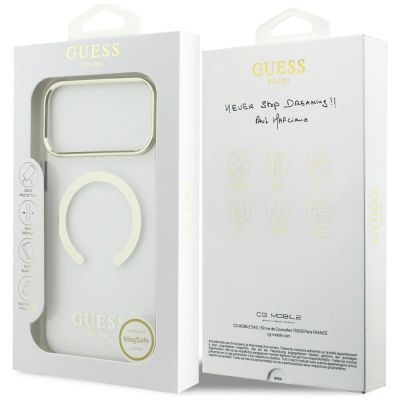 8. Etui Guess Metal Outline MagSafe na iPhone 17 Pro Max / 18 Pro Max - złote