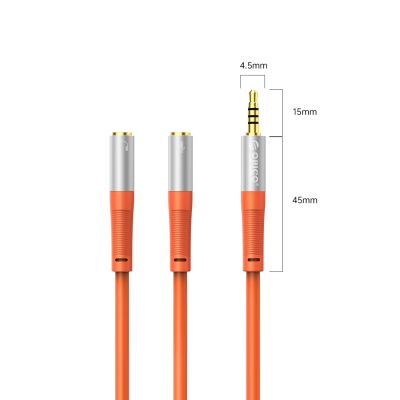2. Kabel audio Orico AX2-10 rozdzielacz minijack 3,5 mm do słuchawek i mikrofonu kabel 1 m - pomarańczowy