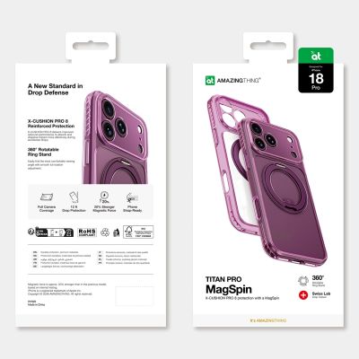 9. Etui AMAZINGTHING Titan Pro Spin Lens na iPhone 18 Pro z obrotowym pierścieniem i mocowaniem na smycz kompatybilne z MagSafe - fioletowe