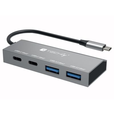 2. Techly IUSB32C-HUB4AC2 stacja dokująca Przewodowa USB 3.2 Gen 1 (3.1 Gen 1) Type-C Srebrny