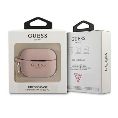 3. Etui Guess Silicone Glitter na AirPods Pro - różowe