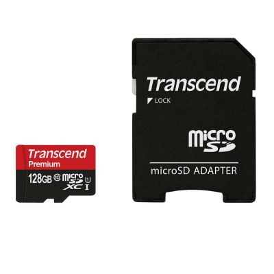 SD microSD Card 128GB Transcend SDXC UHS1 w/adapter