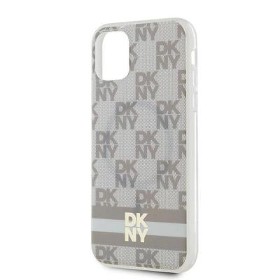 6. Etui DKNY IML Checkered Mono Pattern & Printed Stripes MagSafe na iPhone 11 / Xr - beżowe