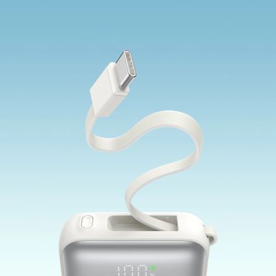 13. Powerbank Joyroom JR-PBF27 10000mAh 22.5W z wbudowanymi kablami USB-C i Lightning - biały