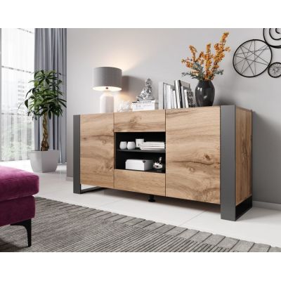 4. Komoda WOOD 164/44/80 dąb wotan + antracyt