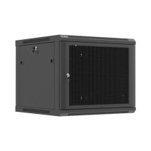 Szafa instalacyjna rack wisząca 19" 9U 600x600 czarna drzwi perforowane Lanberg (flat pack)