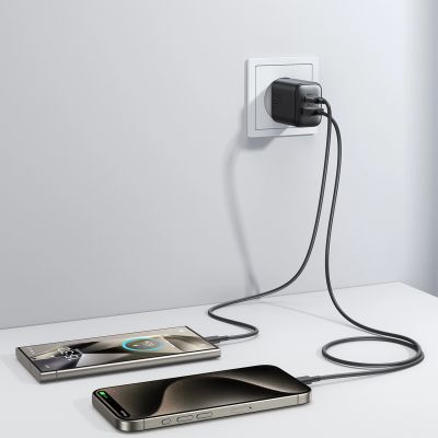 10. Ładowarka Joyroom JR-TCF13 sieciowa USB-C / USB-A 25W SFC / PPS / PD - czarna