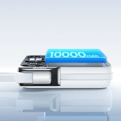 8. Powerbank Joyroom JR-PBF27Pro10000mAh 30Wz wbudowanym kablem USB-Ci dodatkowym dwukierunkowym kablemUSB-C - Lightning - biały