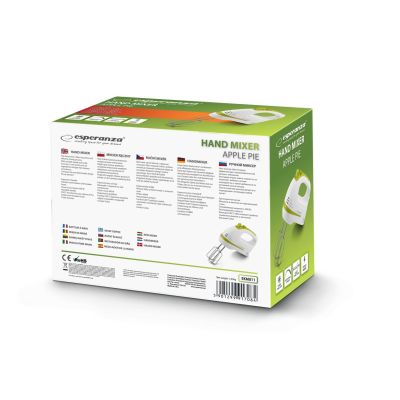 11. Mikser ręczny Esperanza Apple Pie EKM011 (400W; kolor biały)