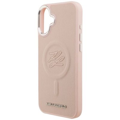 6. Etui Karl Lagerfeld Initial & Metal Logo MagSafe na iPhone 16 Plus - różowe