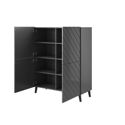 2. Regał ABETO 100,5x40xH121,5 grafit/grafit połysk