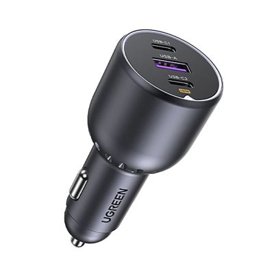 4. Ugreen Ładowarka EC705 samochodowa 130W 2x USB-C 1x USB-A - szara