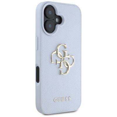 4. Etui Guess Grained Big 4G Logo Small Classic Logo na iPhone 16 - niebieskie