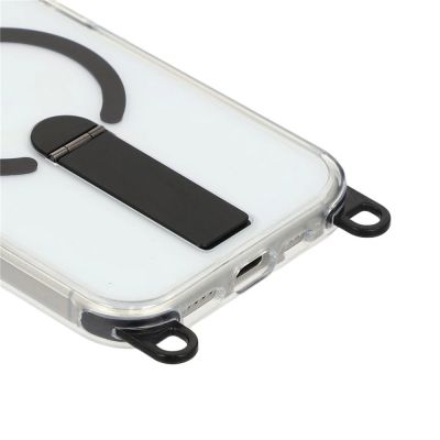 7. Etui na iPhone 17 z podstawką krótkim paskiem 30 cm i długim paskiem 120 cm kompatybilne z MagSafe - czarne