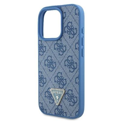 6. Etui Guess Leather Metal Logo Strass Crossbody na iPhone 16 Pro Max - niebieskie