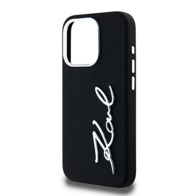 6. Etui Karl Lagerfeld Silicone Metal Script Logo na iPhone 15 Pro - czarne
