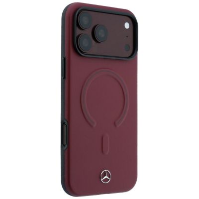 4. Etui Mercedes Leather 3D MagSafe do iPhone 18 Pro / 17 Pro - burgundowe
