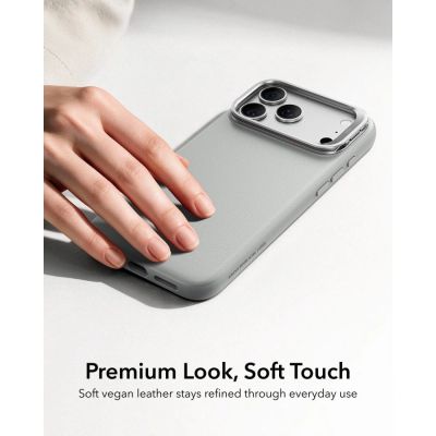 3. Etui ESR Leather Kickstand MagSafe na iPhone 18 Pro Max / 17 Pro Max - szare