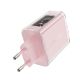 10. Acefast ładowarka GaN 65W 3 porty (1xUSB, 2xUSB C) różowa (A45)