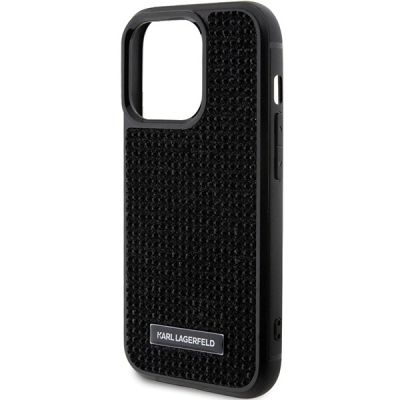 6. Etui Karl Lagerfeld Rhinestone Logo Metal Plate do iPhone 15 Pro Max - czarne