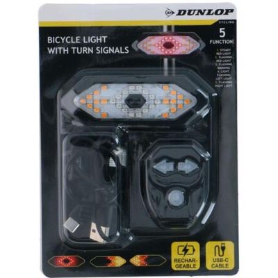 15. LAMPKA ROWEROWA TYŁ Z SYGNALIZATOREM LED ŁADOWANIE USB DUNLOP