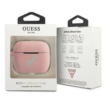 3. Etui Guess Silicone Vintage na AirPods Pro - różowo-zielone