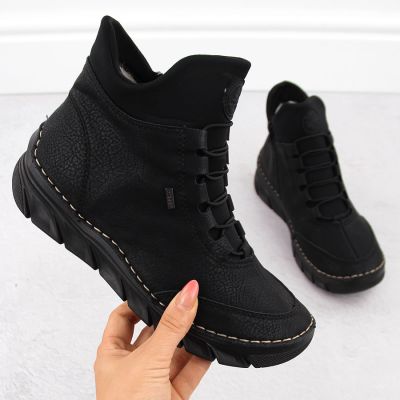 18. Botki damskie ocieplane czarne Rieker 55069-00