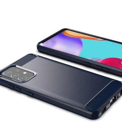 3. Carbon Case elastyczne etui pokrowiec Samsung Galaxy A72 4G niebieski