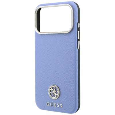 6. Etui Guess Grained Round Strass Logo MagSafe na iPhone 18 Pro Max / 17 Pro Max - niebieskie