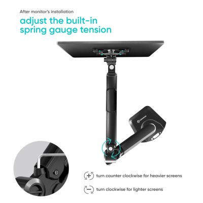 8. ONKRON G90-B Uchwyt biurkowy obrotowo-nachylny do monitora 13"-34" maks 10 kg, z obracaniem, czarny