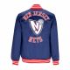 2. Kurtka Mitchell & Ness NBA Heavyweight Satin Jacket New Jersey Nets OJBF3413-NJNYYPPPNAVY