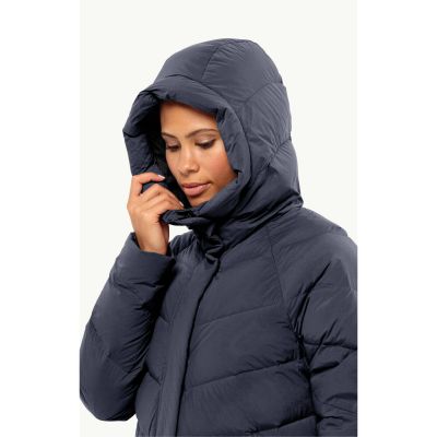 7. Kurtka zimowa damska Jack Wolfskin MARIENPLATZ COAT W night blue Down Insulated granatowa  (1206971_1010)