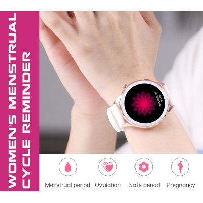 10. Smartwatch Damski Rubicon RNCF02-1 Srebrno-Srebrny + Czarny Silikonowy Pasek