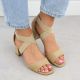 7. Sandały damskie na słupku wsuwane na gumki beżowe Filippo  DS6920